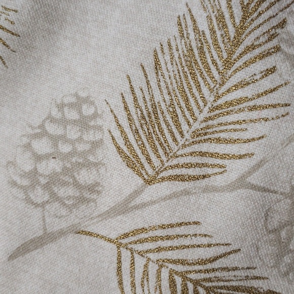 Lauren Ralph Lauren NWT Linen Blend Metallic Gold Detail Christmas Stocking - Picture 3 of 6